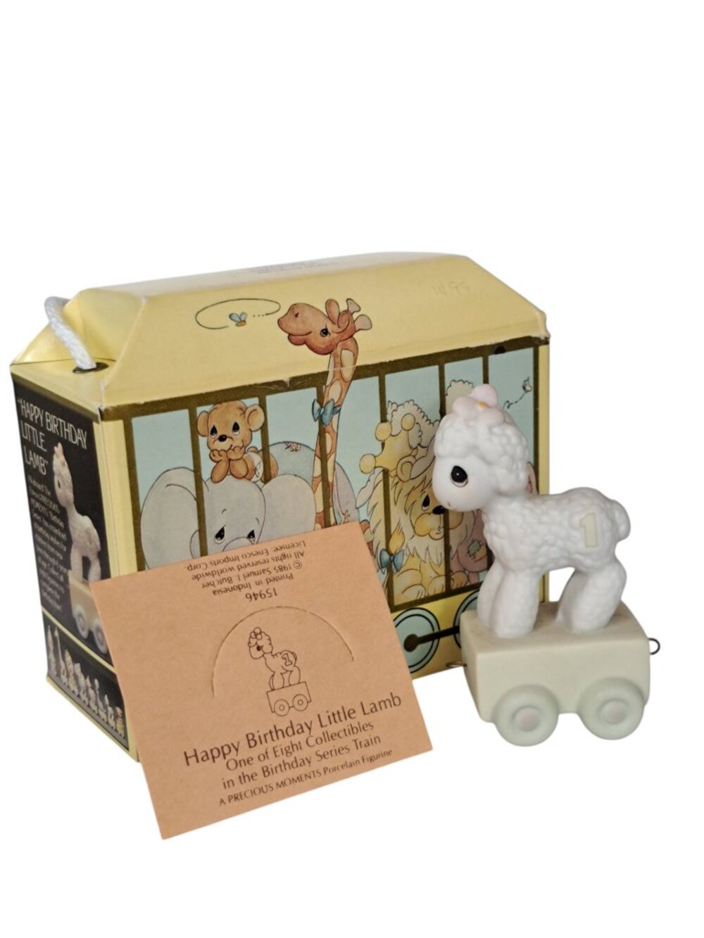 Vtg Precious Moments Age 1 Happy Birthday Little Lamb Train 15946 Enesco 1985